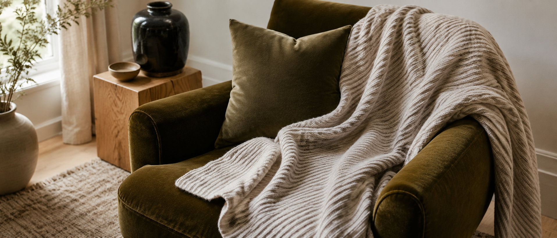Comfortable home styled with blankets and cushions